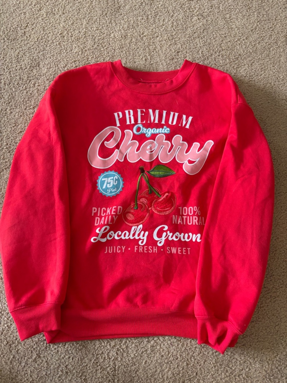 Premium Cherry Graphic Sweatshirt - Red